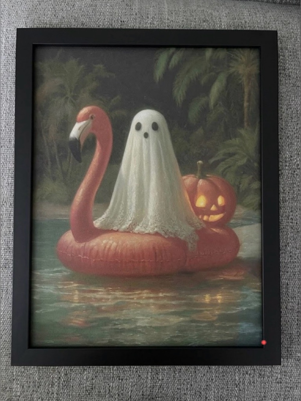 Halloween Ghost and Flamingo Wall Art